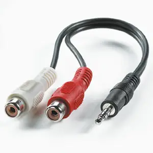 Audiocable 3,5mm cinch plug/2x Cinch socket black 0,2m Audiocable 3,5mm cinch plug/2x Cinch socket black 0,2m