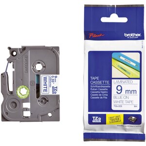 TZE223 Schriftbandkassette blau auf weiß für P-Touch GL-H105, PT-1000, 1010, 1080, 1090, 1280, 1290, 2030, 2470, 2730, 9700, 9800, H75