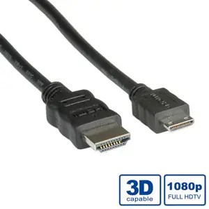 HDMI Anschlusskabel HDMI Stecker/Mini HDMI Stecker schwarz 2m HDMI Anschlusskabel HDMI Stecker/Mini HDMI Stecker schwarz 2m