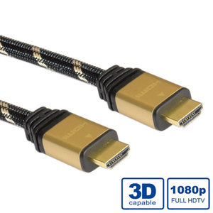 Gold HDMI A/HDMI A Kabel Stecker/Stecker Schwarz 5m