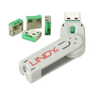 USB Port Schloss (4 pieces) with key: Code green USB Port Schloss (4 pieces) with key: Code green