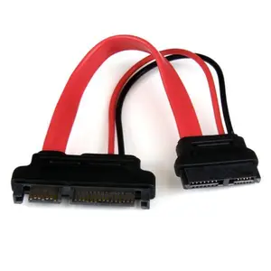 Slimline SATA auf SATA Adapter mit Strom Buchse/Stecker Rot 15cm Slimline SATA auf SATA Adapter mit Strom Buchse/Stecker Rot 15cm