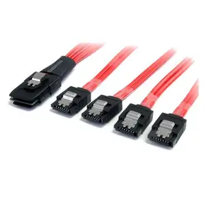 Serial ATA SCSI SAS Kabel SFF-8087/4xSATA Stecker/Stecker Rot 1m Serial ATA SCSI SAS Kabel SFF-8087/4xSATA Stecker/Stecker Rot 1m