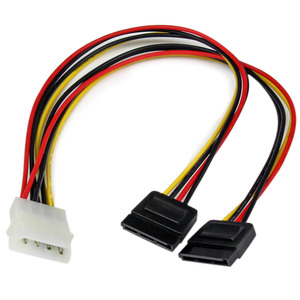 SATA Y-Stromkabel Molex(4-Pin)/2xSATA (15-Pin) Männich/Männlich 0,3m