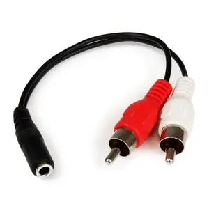 Audiokabel 3,5mm/2xCinch Buchse/2xStecker Schwarz 0,15m Audiokabel 3,5mm/2xCinch Buchse/2xStecker Schwarz 0,15m