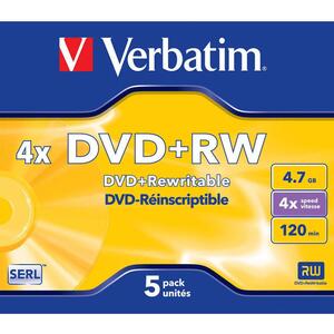DVD+RW 4.7GB 4X Jewel Case 5 Stück