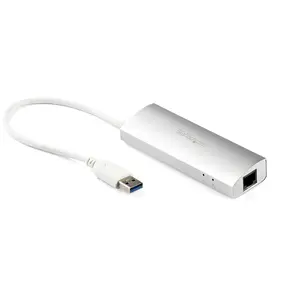 3-Port Portable USB 3.0 HUb mit GbE weiß/silber 3-Port Portable USB 3.0 HUb mit GbE weiß/silber