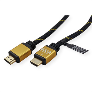 GOLD HDMI High Speed Kabel mit Ethernet Stecker/Stecker Schwarz 3m