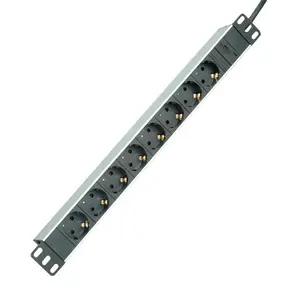 19"-Steckdosenleiste 8fach + C14-Stecker Aluminium 2m 19"-Steckdosenleiste 8fach + C14-Stecker Aluminium 2m