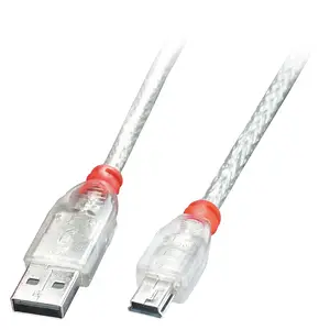 cable, USB/Mini-USB, plug/plug, Transparent, 0,5m, USB 2.0 cable, USB/Mini-USB, plug/plug, Transparent, 0,5m, USB 2.0