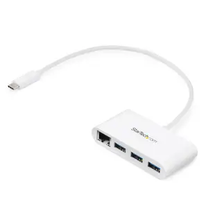 3 Port USB 3.0 Hub plus Gigabit Ethernet Weiß 3 Port USB 3.0 Hub plus Gigabit Ethernet Weiß