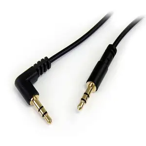 Audiokabel rechts gewinkelt 3,5mm/3,5mm Stecker/Stecker Schwarz 1,8m Audiokabel rechts gewinkelt 3,5mm/3,5mm Stecker/Stecker Schwarz 1,8m