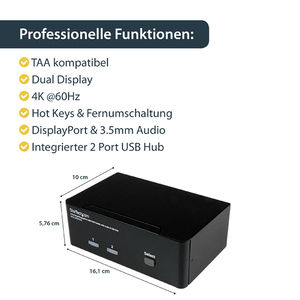 2-Port DisplayPort Dual Monitor KVM Switch