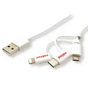 USB Ladekabel USB-A/USB-C, 8-Pin, USBmicro Weiß 1m USB Ladekabel USB-A/USB-C, 8-Pin, USBmicro Weiß 1m