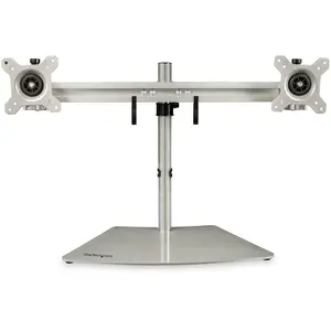 Dual Monitor Stand Horizontal Für bis 24-Zoll Monitore Silber Verstellbar Dual Monitor Stand Horizontal Für bis 24-Zoll Monitore Silber Verstellbar
