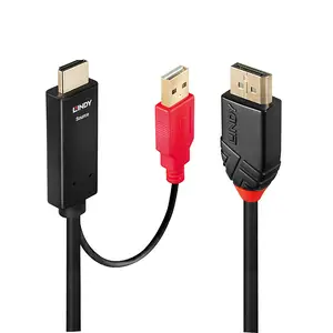 Adapterkabel HDMI, USB/DisplayPort Stecker/Stecker Schwarz 5m Adapterkabel HDMI, USB/DisplayPort Stecker/Stecker Schwarz 5m