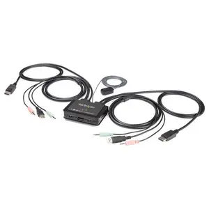 2 Port USB 4K60Hz DisplayPort KVM Switch mit eingebauten Kabeln 2 Port USB 4K60Hz DisplayPort KVM Switch mit eingebauten Kabeln