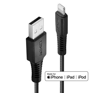 USB Kabel USB-A/Lightning Stecker/Stecker Schwarz 0,5m