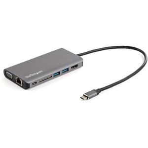 USB-C-Multiport-Adapter mit HDMI oder VGA und längerem angeschlossenen Kabel