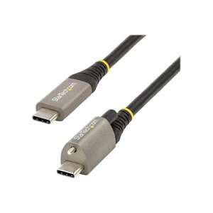 USB-C Kabel mit Oberseitiger Schraubensicherung USB-C/USB-C Stecker/Stecker Schwarz 1m