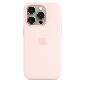 Silikon Case iPhone 15 Pro mit MagSafe hellrosa