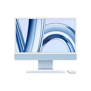 iMac blau mit Retina 4.5k Display Apple M3 8C 61cm (24") 8 GB RAM 256 GB SSD 8-Core GPU Magic Mouse, Magic Keyboard mit Touch-ID und Ziffernblock