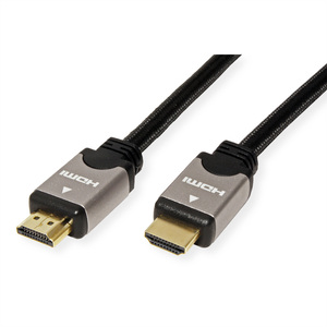 HDMI Kabel mit Ethernet HDMI/HDMI Stecker/Stecker Schwarz Silber 5m