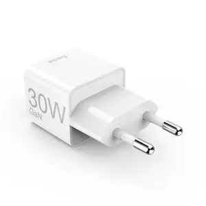 Schnellladegerät 1x USB-C PD 1x USB-A QC Mini-Ladegerät 30 W Weiß Schnellladegerät 1x USB-C PD 1x USB-A QC Mini-Ladegerät 30 W Weiß