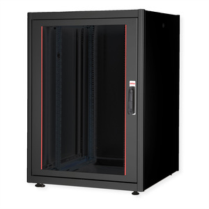 48,26cm (19") Netzwerkschrank Basic 22 HE 800x800 BxT Glastur schwarz