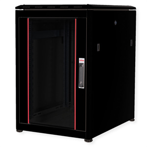 48,26cm (19") Netzwerkschrank Pro 16 HE 600x800 BxT Glastur schwarz