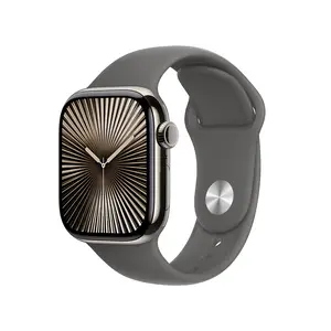 Apple Watch Series 10 GPS + Cellular 42mm Natural Titanium Case with Stone Grey Sport Band, S/M Apple Watch Series 10 GPS + Cellular 42mm Natural Titanium Case with Stone Grey Sport Band, S/M