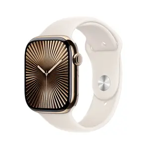 Apple Watch Series 10 GPS + Cellular 46mm Gold Titanium Case with Starlight Sport Band, S/M Apple Watch Series 10 GPS + Cellular 46mm Gold Titanium Case with Starlight Sport Band, S/M