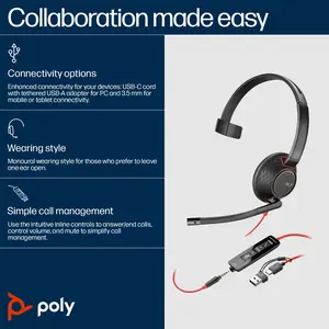 Poly Blackwire 5210 Blackwire 5200 series Headset Poly Blackwire 5210 Blackwire 5200 series Headset
