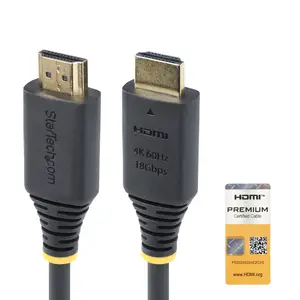 StarTech 2m Premium Zertifiziertes High Speed HDMI Kabel, 4K 60Hz/1440p 144Hz, 18Gbps, UHD HDMI 2.0 Arc Kabel für TV/Monitor/PC StarTech 2m Premium Zertifiziertes High Speed HDMI Kabel, 4K 60Hz/1440p 144Hz, 18Gbps, UHD HDMI 2.0 Arc Kabel für TV/Monitor/PC