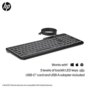 405 Tastatur mit Hintergrundbeleuchtung für mehrere Geräte, Volle Größe (100%), Kabelgebunden, USB, Membran Key Switch, Schwarz 405 Tastatur mit Hintergrundbeleuchtung für mehrere Geräte, Volle Größe (100%), Kabelgebunden, USB, Membran Key Switch, Schwarz