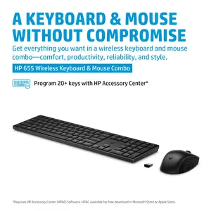 655 Wireless-Tastatur und -Maus, Volle Größe (100%), Kabellos, RF Wireless, Schwarz, Maus enthalten 655 Wireless-Tastatur und -Maus, Volle Größe (100%), Kabellos, RF Wireless, Schwarz, Maus enthalten